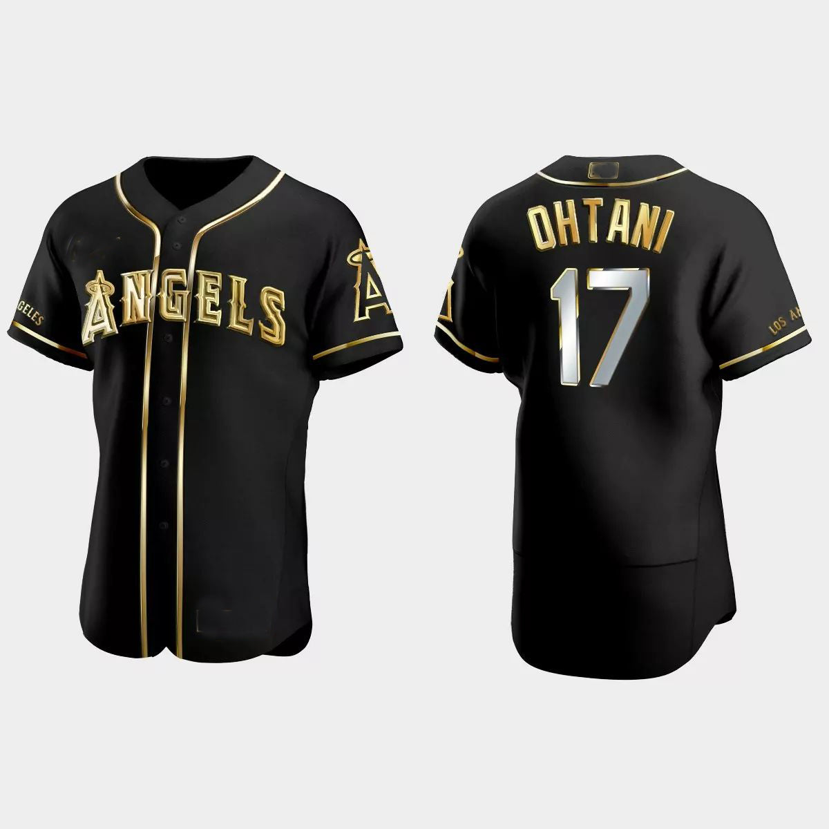 Los Angeles Angels #17 Shohei Ohtani Gold Edition Authentic Jersey ¨C Black Men Youth Women Baseball Jerseys baseball jersey product view 1