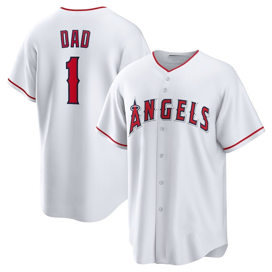Los Angeles Angels #1 Dad Home Replica Jersey - White Stitched Baseball Jersey baseball jersey product view 1