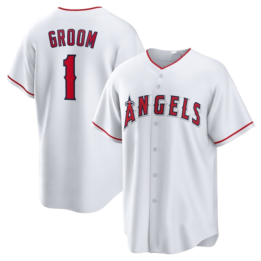 Los Angeles Angels #1 Groom Home Replica Jersey - White Stitched Baseball Jersey baseball jersey product view 1