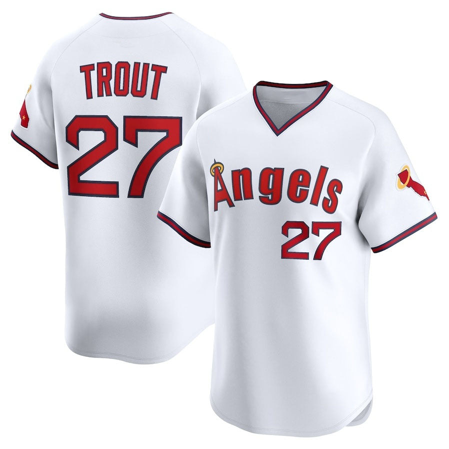 Los Angeles Angels #27 Mike Trout Alternate Limited Jersey - White Stitched Baseball Jersey baseball jersey product view 1