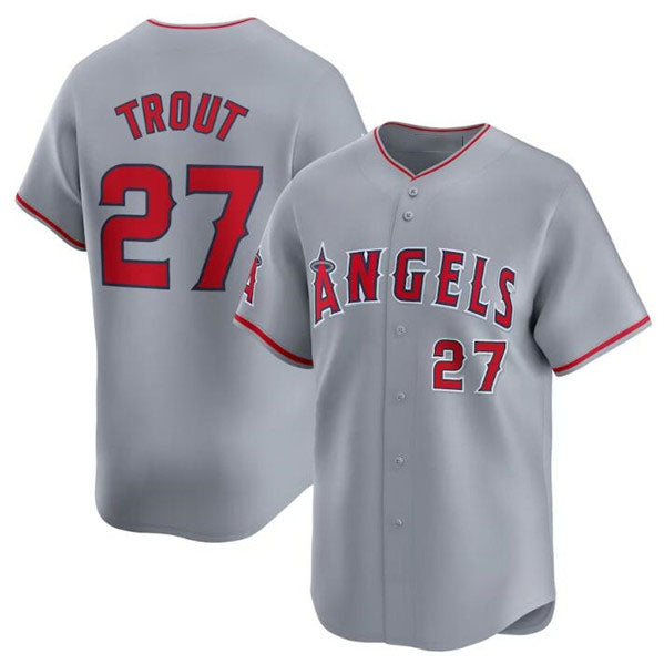 Los Angeles Angels #27 Mike Trout Gray Away Limited Baseball Stitched Jersey baseball jersey product view 1