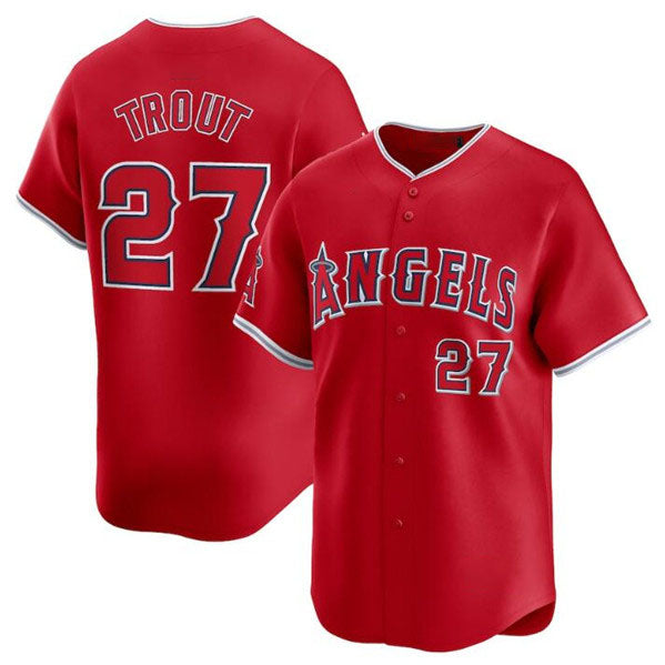 Los Angeles Angels #27 Mike Trout Red Alternate Limited Baseball Stitched Jersey baseball jersey product view 1