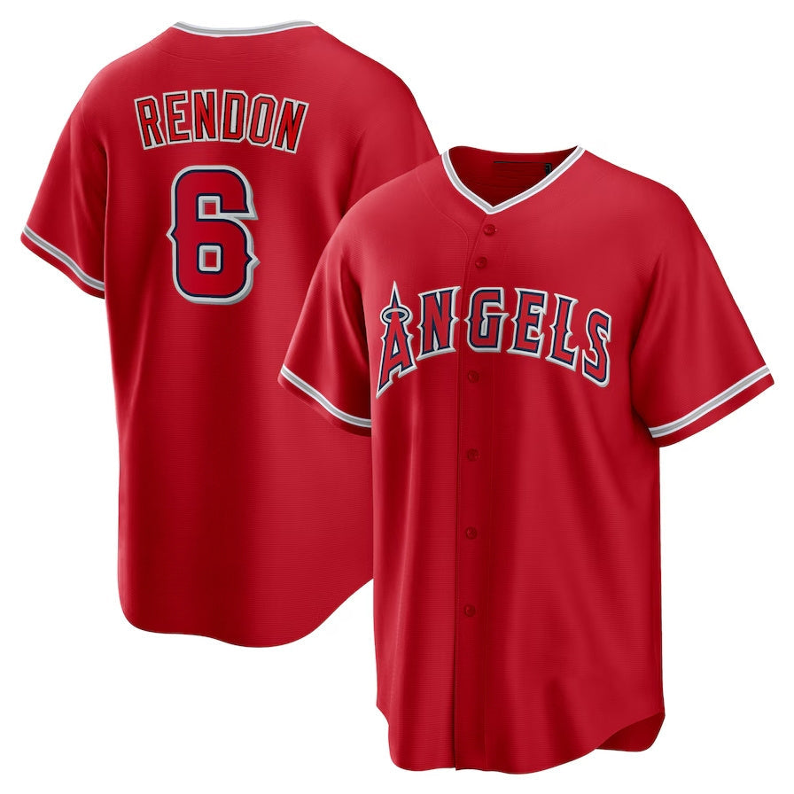 Los Angeles Angels #6 Anthony Rendon Alternate Replica Player Name Jersey - Red Stitched Baseball Jersey baseball jersey product view 1