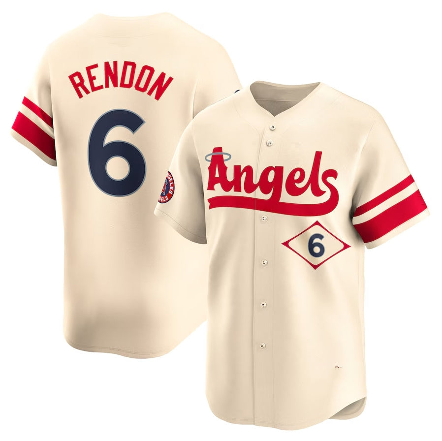 Los Angeles Angels #6 Anthony Rendon City Connect Limited Player Jersey - Cream Stitched Baseball Jersey baseball jersey product view 1
