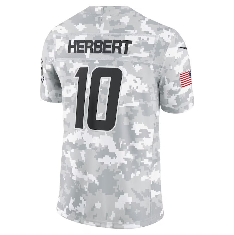 LA.Chargers #10 Justin Herbert Player Arctic Camo Salute to Service Limited Stitched American Football Jerseys football jersey product view 1