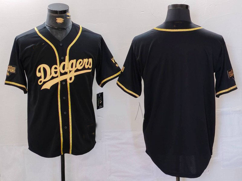 Los Angeles Dodgers Blank Black Gold World Series Champions Cool Base Stitched Baseball Jerseys baseball jersey product view 1