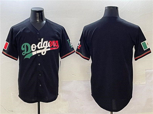 Los Angeles Dodgers Blank Black Mexico Flag Limited Stitched Baseball Jersey baseball jersey product view 1