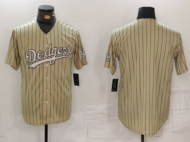 Los Angeles Dodgers Blank Cream Pinstripe Stitched Cool Base Baseball Jerseys baseball jersey product view 1