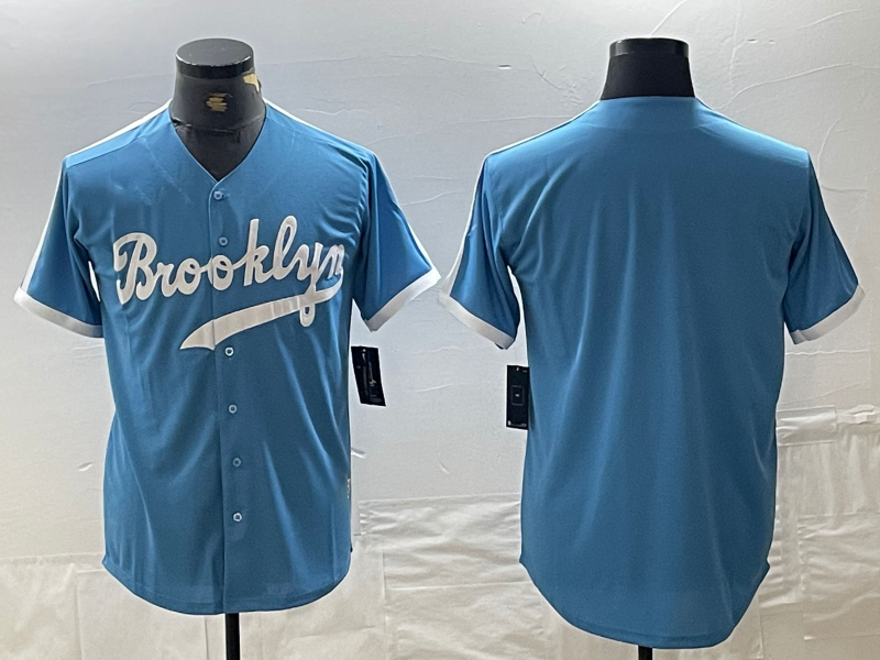 Los Angeles Dodgers Blank Light Blue Throwback Cool Base Stitched Baseball Jersey baseball jersey product view 1