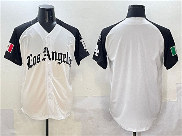 Los Angeles Dodgers Blank Team Big Logo White Black Mexico 2025 LA Gothic Style With Fernando Patch Vapor Premier Limited Stitched Baseball Jersey baseball jersey product view 1