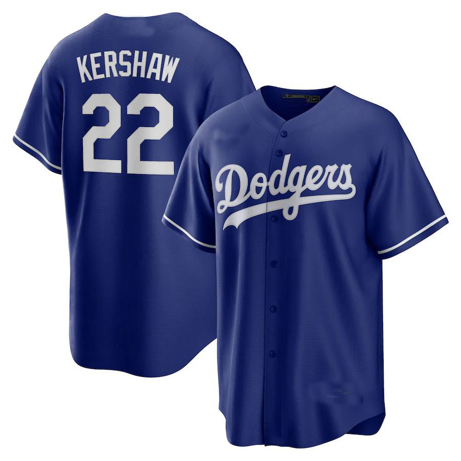 Los Angeles Dodgers #22 Clayton Kershaw Royal Alternate Replica Player Name Jersey Baseball Jerseys baseball jersey product view 1