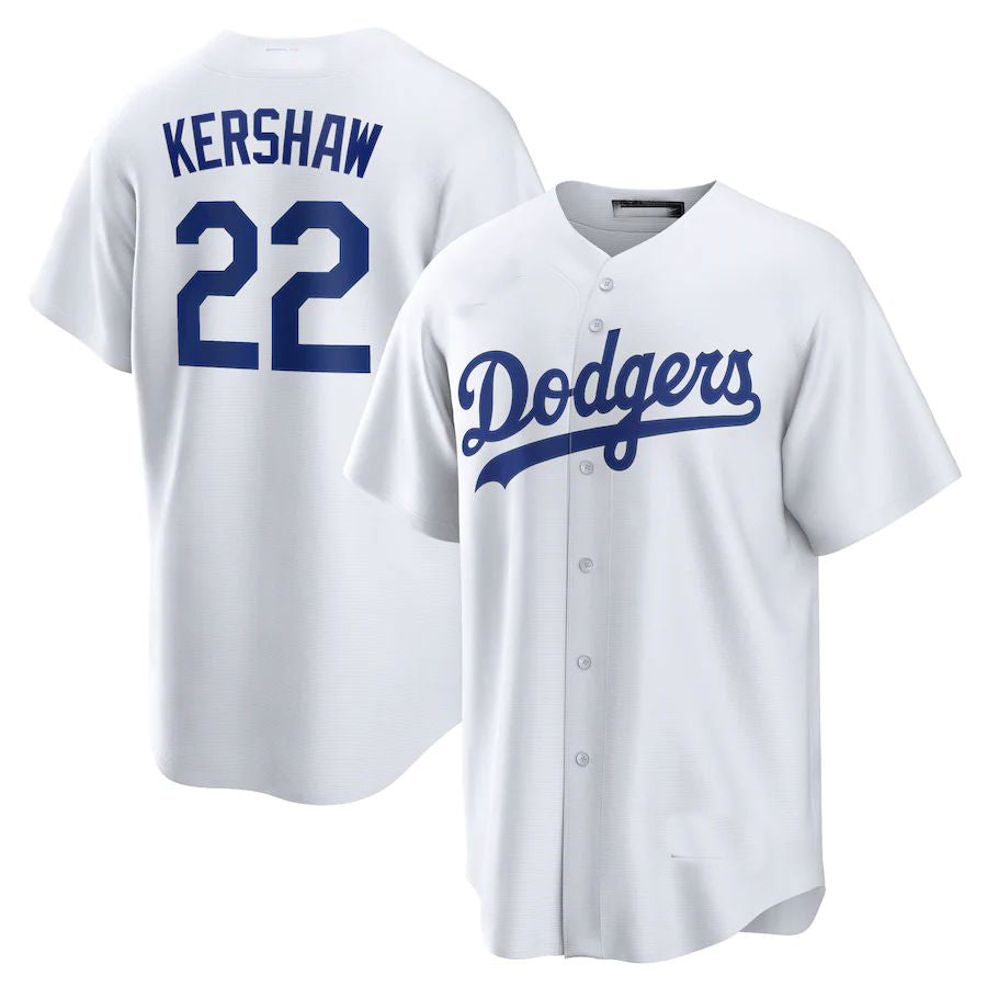 Los Angeles Dodgers #22 Clayton Kershaw White Home Replica Player Name Jersey Baseball Jerseys baseball jersey product view 1