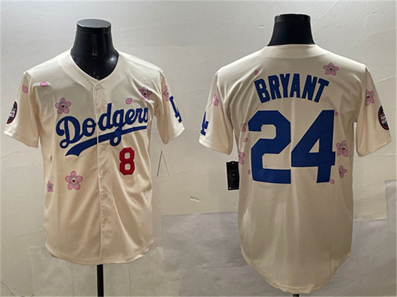 Los Angeles Dodgers Front #8 Back #24 Kobe Bryant Cream 2025 Tokyo Series Limited Stitched Baseball Jersey baseball jersey product view 1