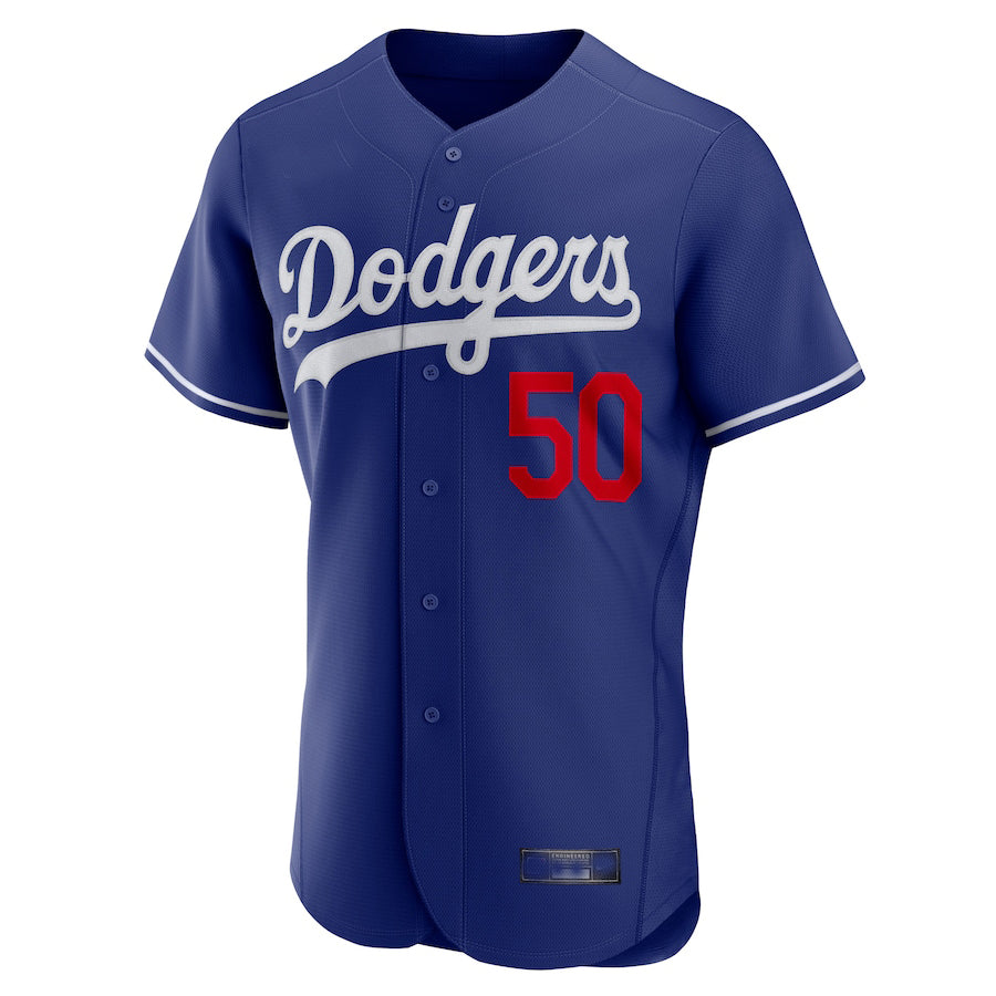 Los Angeles Dodgers #50 Mookie Betts Royal Alternate Authentic Player Jersey Baseball Jerseys baseball jersey product view 1