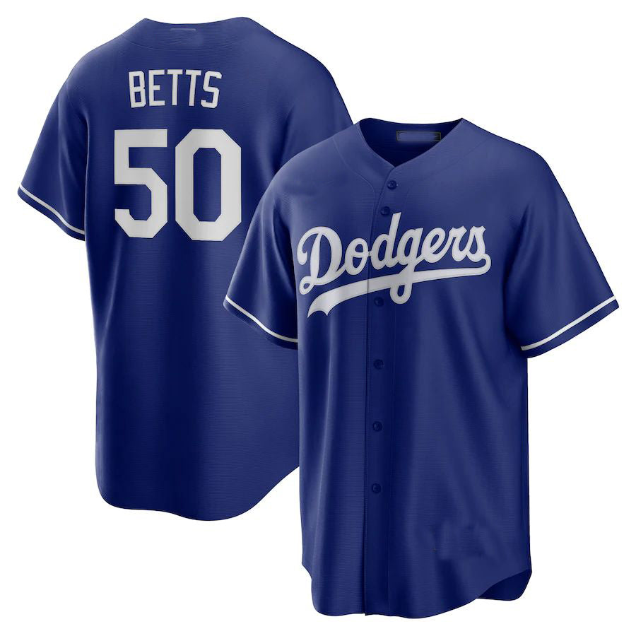 Los Angeles Dodgers #50 Mookie Betts Royal Alternate Replica Player Name Jersey Baseball Jerseys baseball jersey product view 1