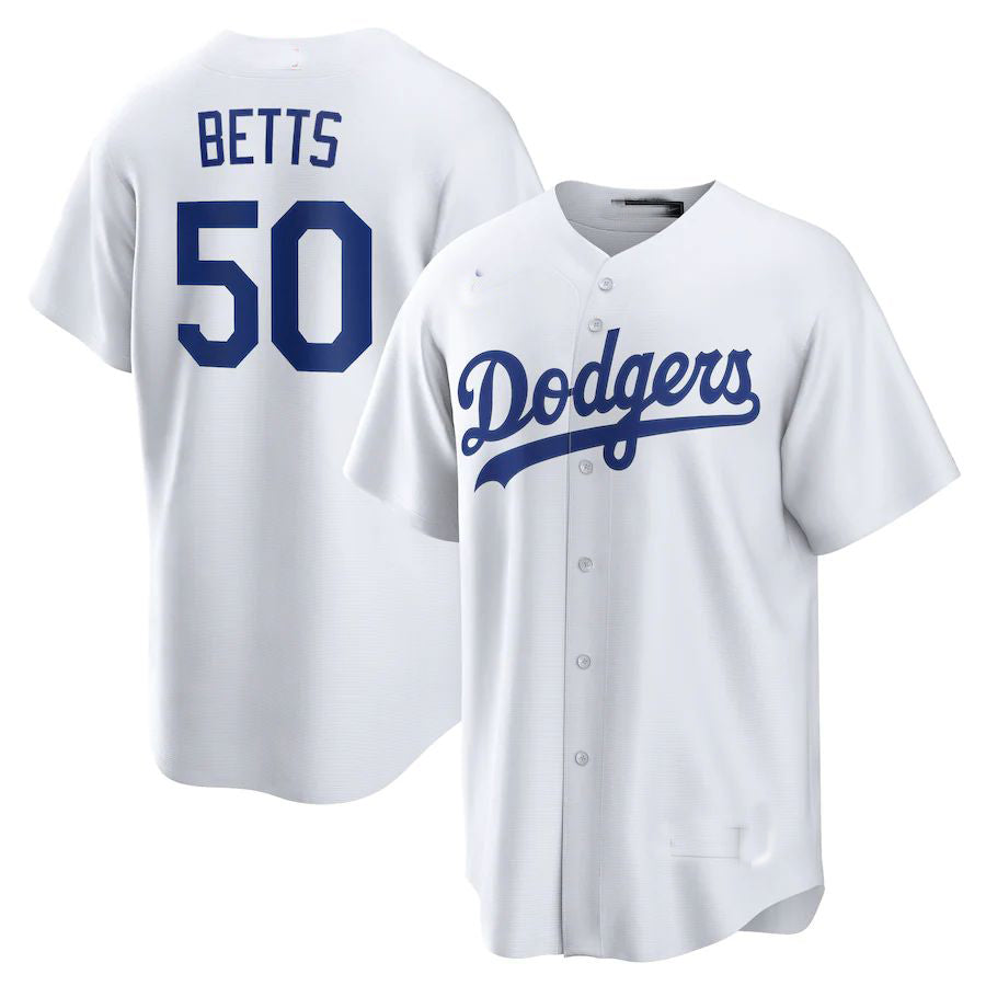 Los Angeles Dodgers #50 Mookie Betts White Home Replica Player Name Jersey Baseball Jerseys baseball jersey product view 1