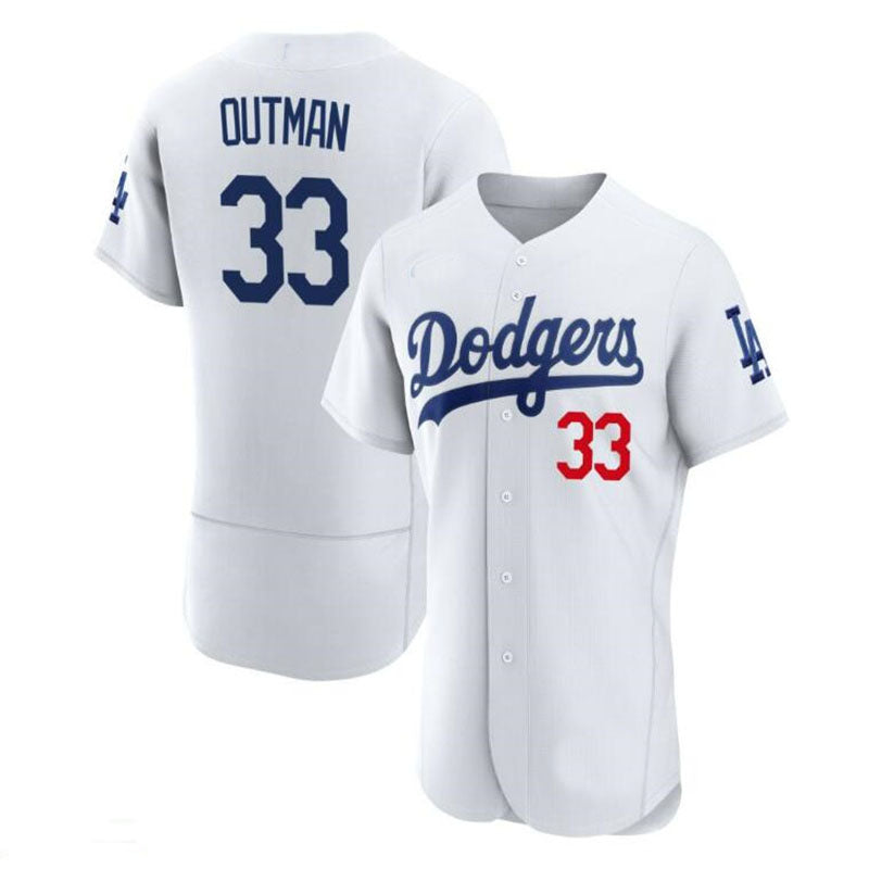 Los Angeles Dodgers #33 James Outman White Home Authentic Patch Jersey Baseball Jerseys baseball jersey product view 1