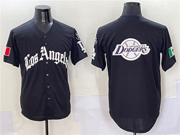 Los Angeles Dodgers Team Big Logo Black Mexico 2025 LA Gothic Style With Fernando Patch Vapor Premier Limited Stitched Baseball Jersey baseball jersey product view 1