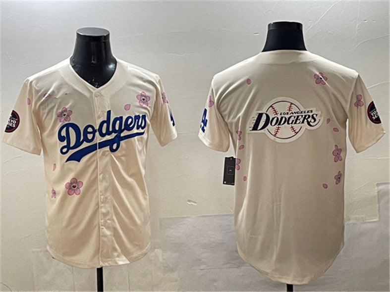Los Angeles Dodgers Team Big Logo Cream 2025 Tokyo Series Limited Stitched Baseball Jersey baseball jersey product view 1
