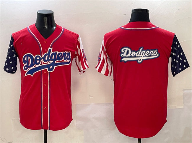 Los Angeles Dodgers Team Big Logo Red Limited Stitched Baseball Jersey baseball jersey product view 1