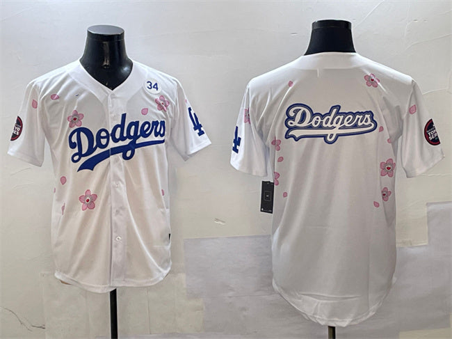 Los Angeles Dodgers Team Big Logo White 2025 Tokyo Series Limited Stitched Baseball Jersey baseball jersey product view 1