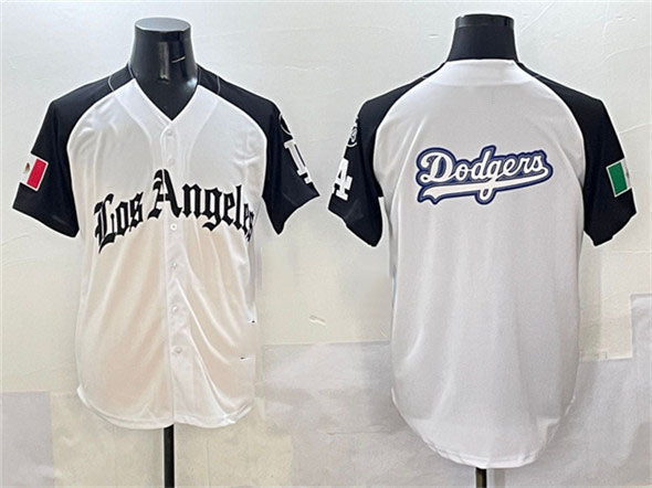 Los Angeles Dodgers Team Big Logo White Black Mexico 2025 LA Gothic Style With Fernando Patch Vapor Premier Limited Stitched Baseball Jersey baseball jersey product view 1