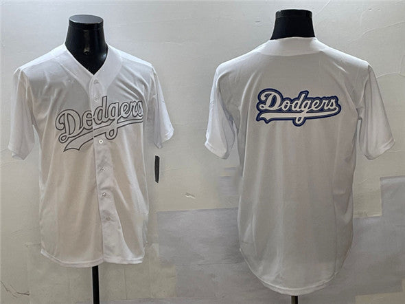 Los Angeles Dodgers Team Big Logo White Cool Base Stitched Baseball Jersey baseball jersey product view 1