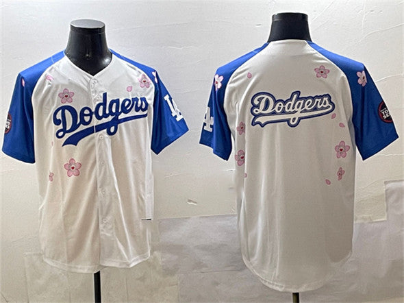 Los Angeles Dodgers Team Big Logo White Royal 2025 Tokyo Series Limited Stitched Baseball Jersey baseball jersey product view 1