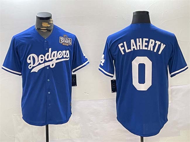 Los Angeles Dodgers #0 Jack Flaherty Royal 2024 World Series Cool Base Stitched Baseball Jersey baseball jersey product view 1