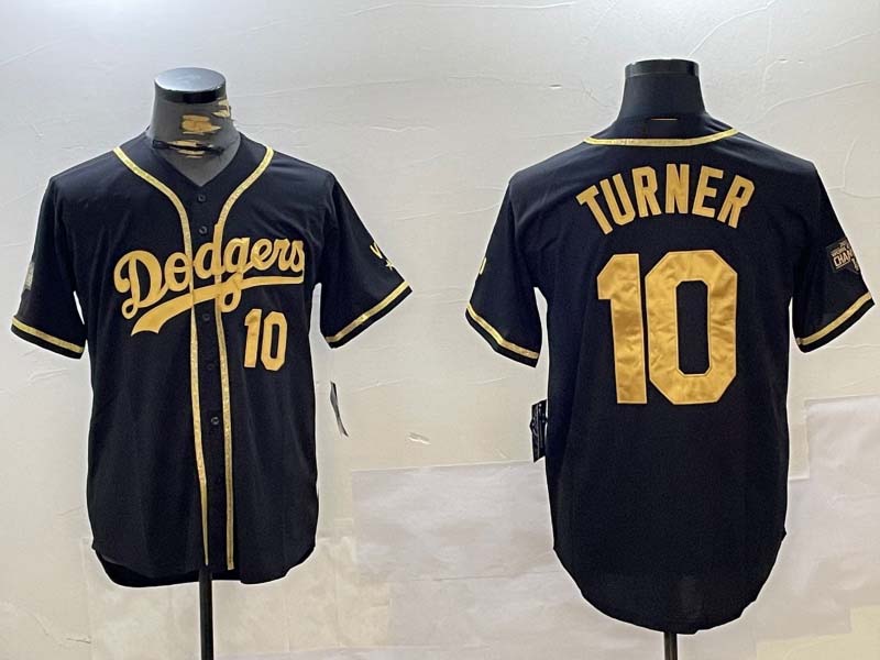 Los Angeles Dodgers #10 Justin Turner Black Cool Base Stitched Baseball Jersey baseball jersey product view 1