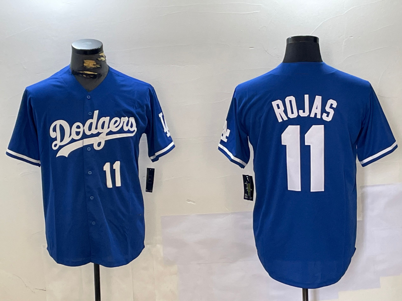 Los Angeles Dodgers #11 Miguel Rojas Number Blue Cool Base Stitched Baseball Jerseys baseball jersey product view 1