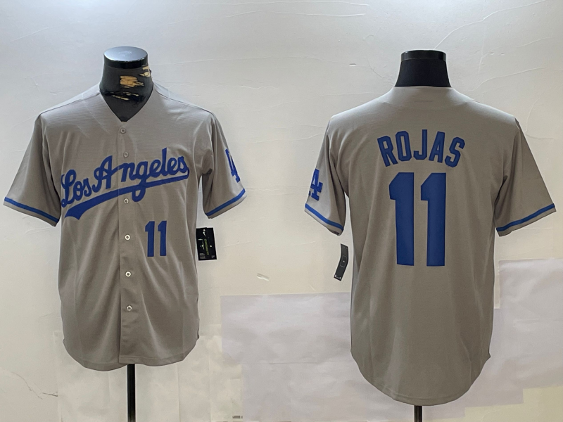 Los Angeles Dodgers #11 Miguel Rojas Number Grey With los Cool Base Stitched Baseball Jerseys baseball jersey product view 1