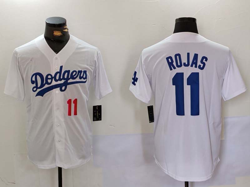 Los Angeles Dodgers #11 Miguel Rojas Number White Cool Base Stitched Baseball Jerseys baseball jersey product view 1