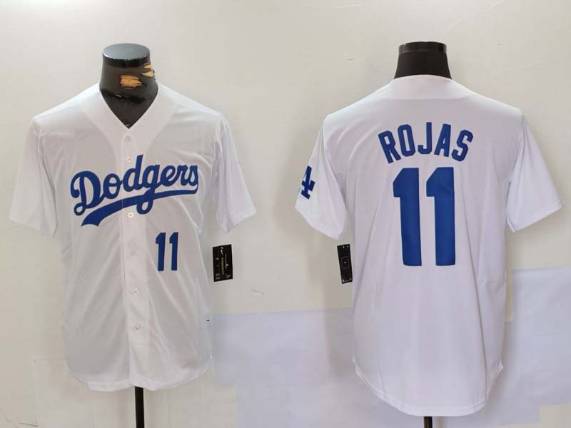 Los Angeles Dodgers #11 Miguel Rojas Number White Cool Base Stitched Baseball Jerseys baseball jersey product view 1