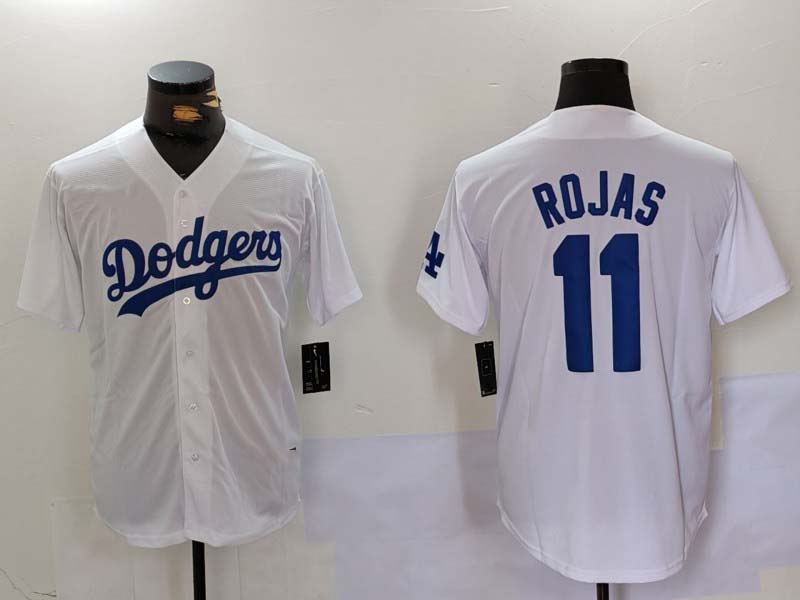 Los Angeles Dodgers #11 Miguel Rojas Number White Cool Base Stitched Baseball Jerseys baseball jersey product view 1