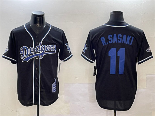 Los Angeles Dodgers #11 Roki Sasaki Black 2024 World Series Champions Limited Stitched Baseball Jersey baseball jersey product view 1