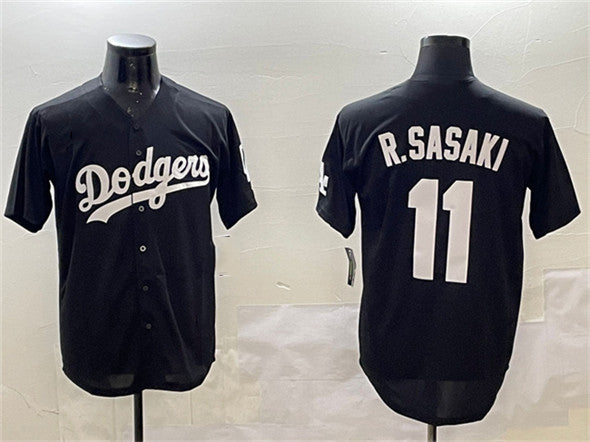 Los Angeles Dodgers #11 Roki Sasaki Black Cool Base Stitched Baseball Jersey baseball jersey product view 1