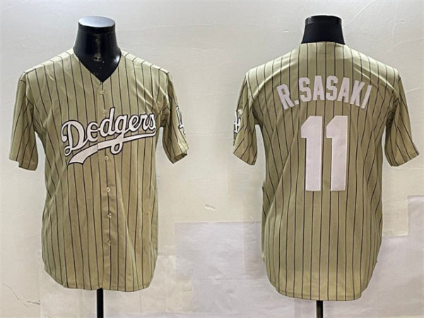 Los Angeles Dodgers #11 Roki Sasaki Cream Cool Base Stitched Baseball Jersey baseball jersey product view 1