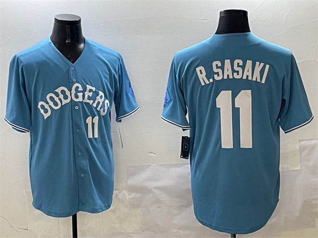 Los Angeles Dodgers #11 Roki Sasaki Light Blue Limited Stitched Baseball Jersey baseball jersey product view 1