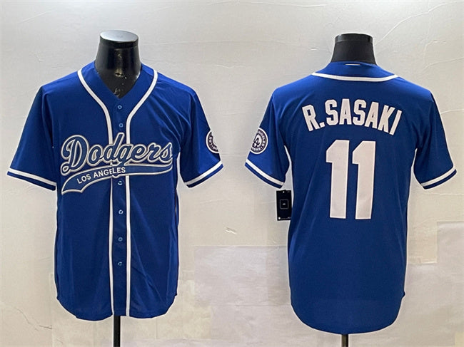 Los Angeles Dodgers #11 Roki Sasaki Royal With Patch Cool Base Stitched Baseball Jersey baseball jersey product view 1