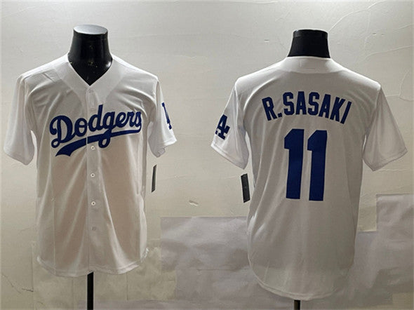 Los Angeles Dodgers #11 Roki Sasaki White Cool Base Stitched Baseball Jersey baseball jersey product view 1