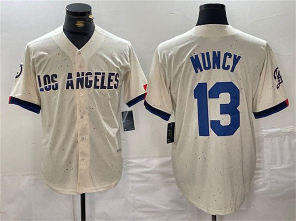 Los Angeles Dodgers #13 Max Muncy Cream Stitched Baseball Jersey baseball jersey product view 1
