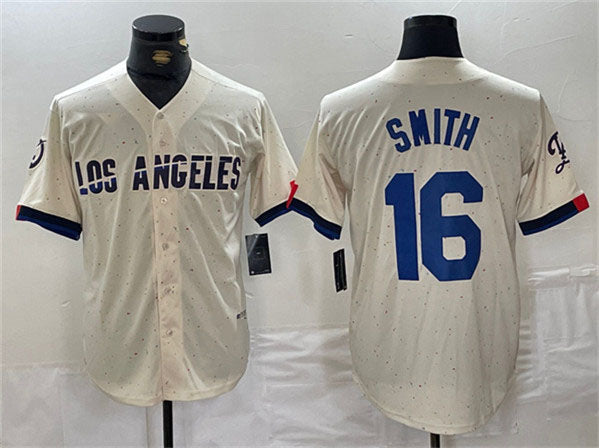 Los Angeles Dodgers #16 Will Smith Cream Stitched Baseball Jersey baseball jersey product view 1