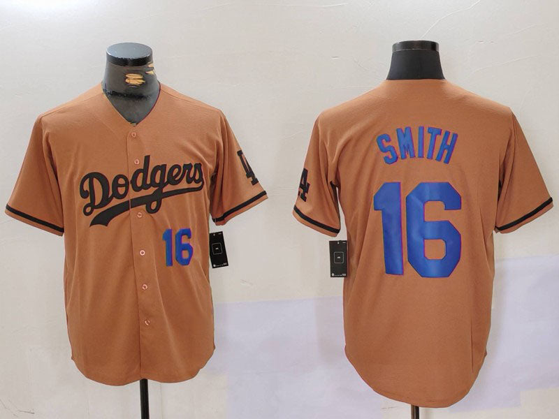 Los Angeles Dodgers #16 Will Smith NUmber Olive Cool Base Limited Stitched Baseball Jerseys baseball jersey product view 1