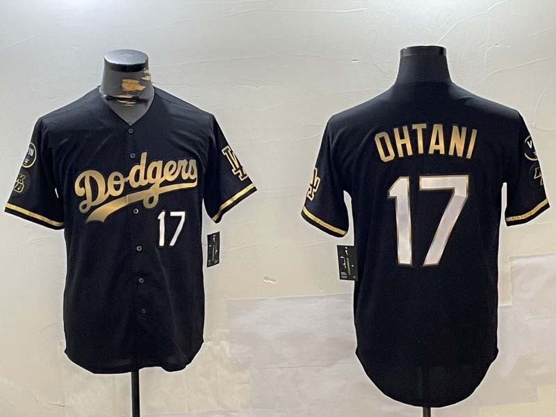 Los Angeles Dodgers #17 Shohei Ohtani Black Gold World Series Champions Cool Base Stitched Baseball Jersey baseball jersey product view 1