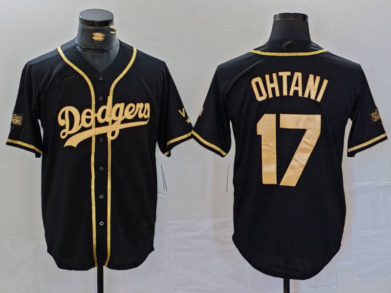 Los Angeles Dodgers #17 Shohei Ohtani Black Gold World Series Champions Cool Base Stitched Baseball Jerseys baseball jersey product view 1