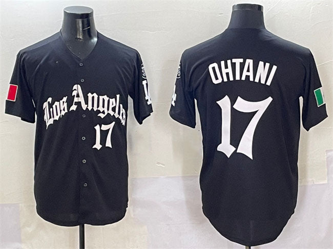 Los Angeles Dodgers #17 Shohei Ohtani Black Mexico 2025 LA Gothic Style With Fernando Patch Vapor Premier Limited Stitched Baseball Jersey baseball jersey product view 1