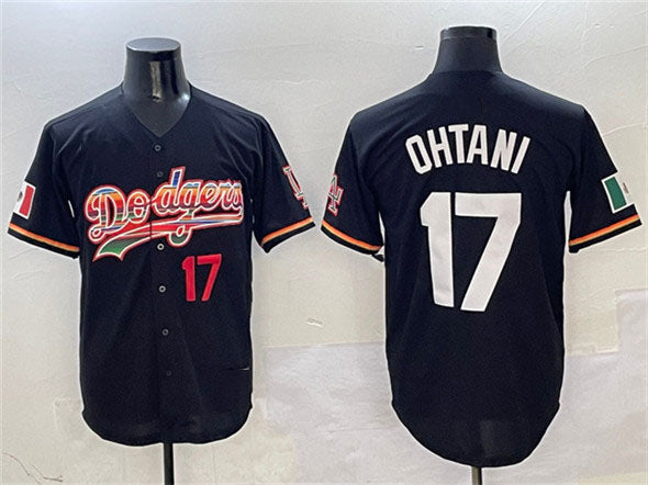Los Angeles Dodgers #17 Shohei Ohtani Black Mexico Limited Stitched Baseball Jersey baseball jersey product view 1