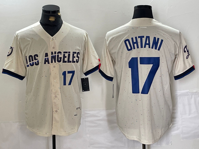 Los Angeles Dodgers #17 Shohei Ohtani Cream 2024 City Connect Limited Stitched Baseball Jerseys baseball jersey product view 1