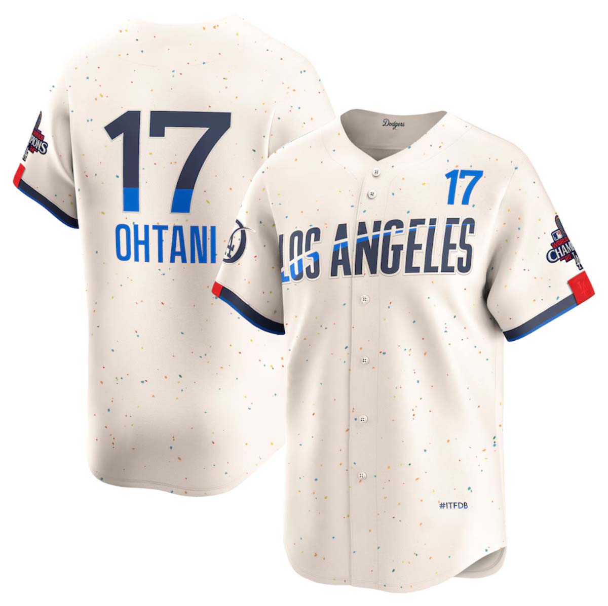 Los Angeles Dodgers #17 Shohei Ohtani Cream 2024 World Series Champions City Connect Limited Stitched Baseball Jersey baseball jersey product view 1
